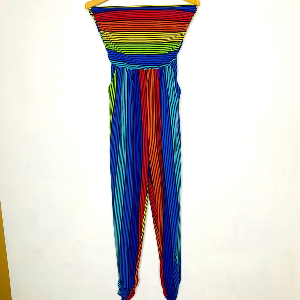 Rainbow tube top jumpsuit size M